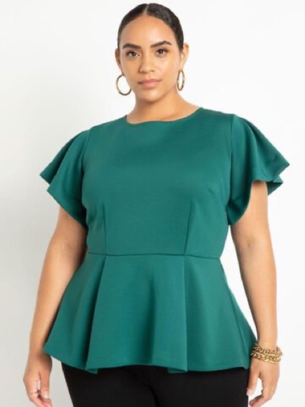 Eloquii Flare Sleeve Peplum Top